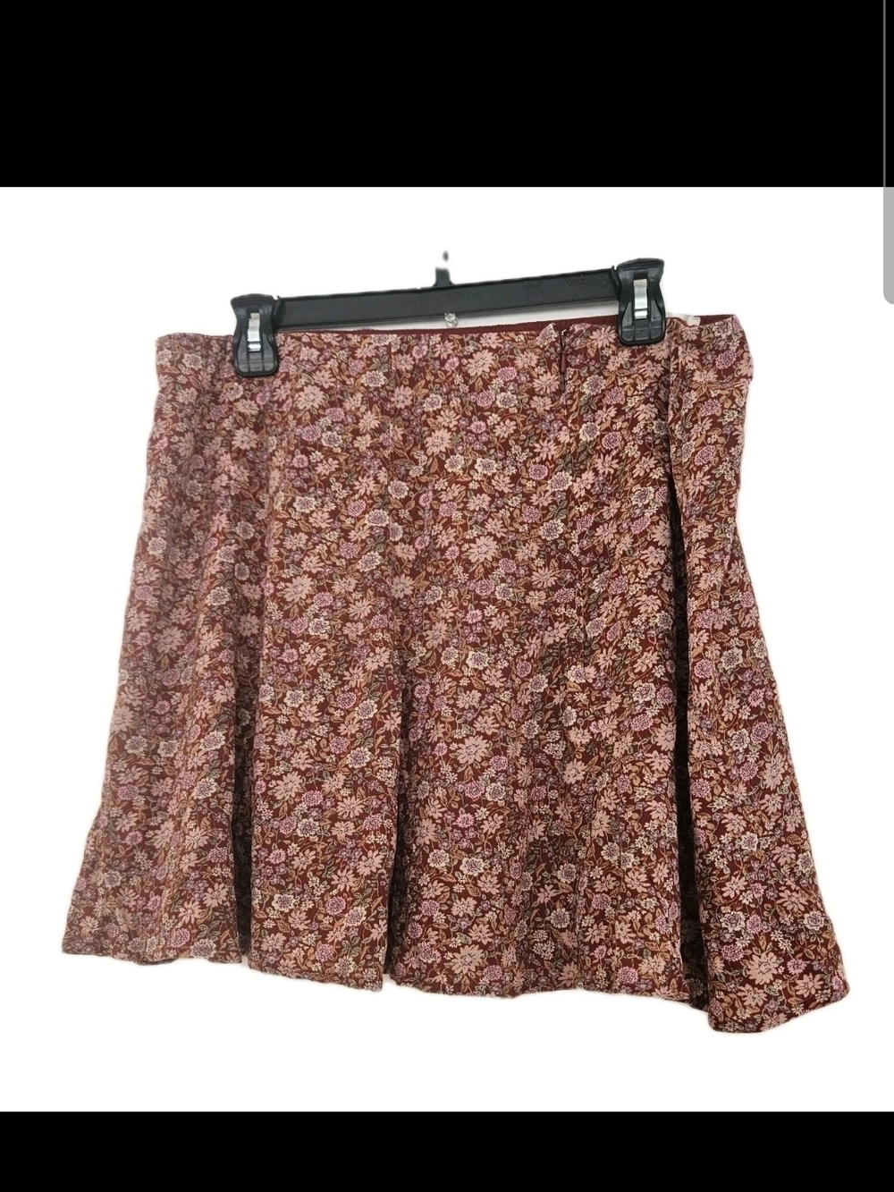 American Eagle Floral Mini Skirt Red XL Viscose Pull On Flowy Boho Cottagecore